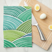 Achtergrond van gekrulde abstracte groene golven theedoek (Quarter Fold)