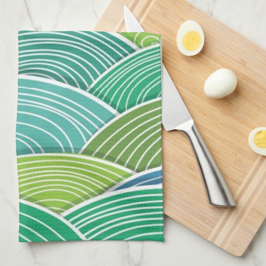 Achtergrond van gekrulde abstracte groene golven theedoek (Quarter Fold)