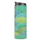 Achtergrond van gekrulde abstracte groene golven thermosbeker (Geroteerd rechts)