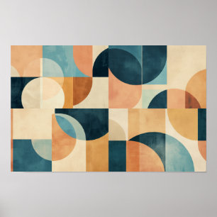 Achtergrond van geometrische vormen in blauw en br poster