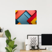 Achtergrond van geometrische vormen in heldere kle poster (Thuiskantoor)