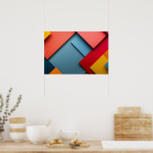 Achtergrond van geometrische vormen in heldere kle poster (Keuken)
