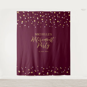 Achtergrond van Gold & Burgundy Confetti Retiremen Wandkleed
