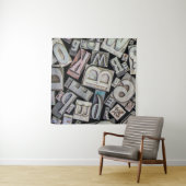 achtergrond van  grijnletterdruk wandkleed (In Situ (horizontaal))