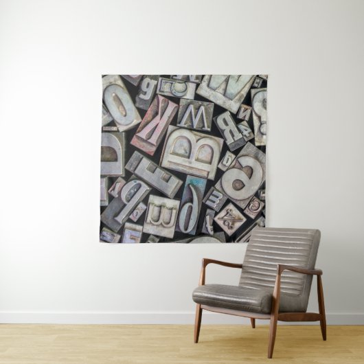 achtergrond van  grijnletterdruk wandkleed (In Situ (horizontaal))