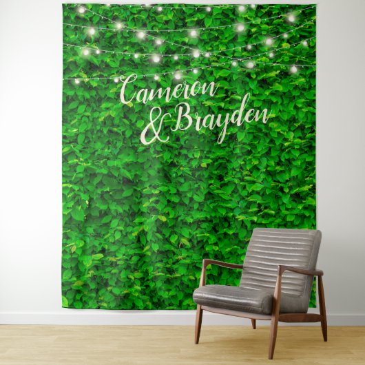 Achtergrond van groene muur - Twinking Lights Wedd Wandkleed (In situ)