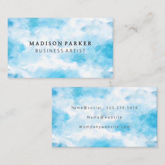 Achtergrond van hedendaagse blauwe Waterverf Visitekaartje (Voorkant / Achterkant)