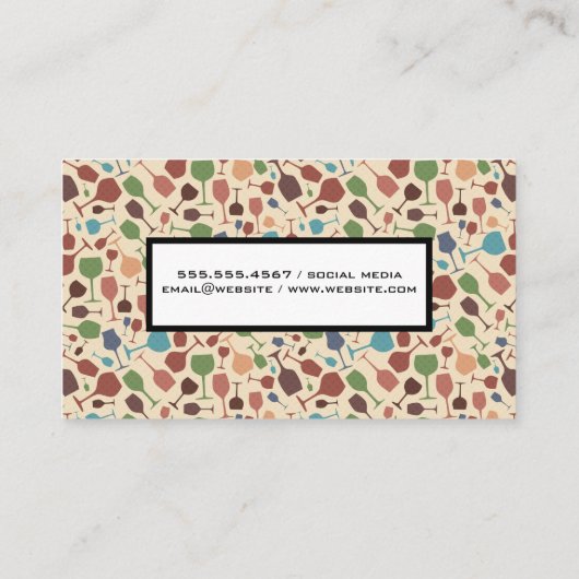 Achtergrond van het glazen wijnpatroon visitekaartje (Achterkant)