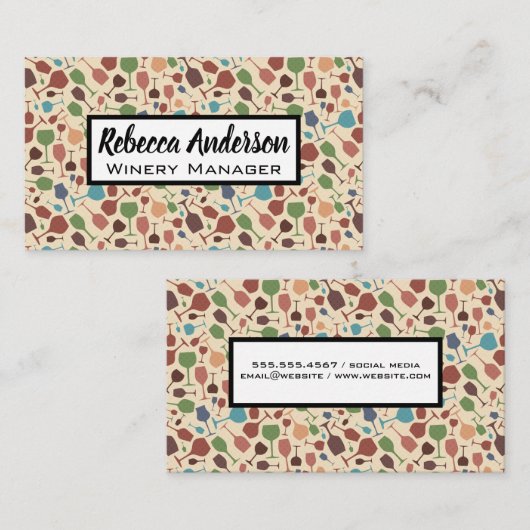 Achtergrond van het glazen wijnpatroon visitekaartje (Voorkant / Achterkant)