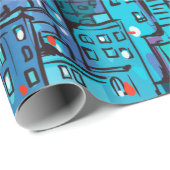 Achtergrond van het nachtcityscape. Handtekening i Cadeaupapier (Rol Hoek)