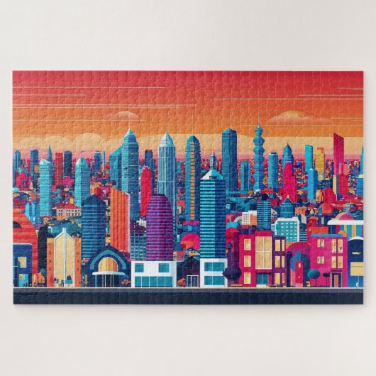 achtergrond van het stadsbeeld legpuzzel (Horizontaal)