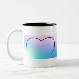 Achtergrond van hoofdbehaalde pastelachtergrond tweekleurige koffiemok