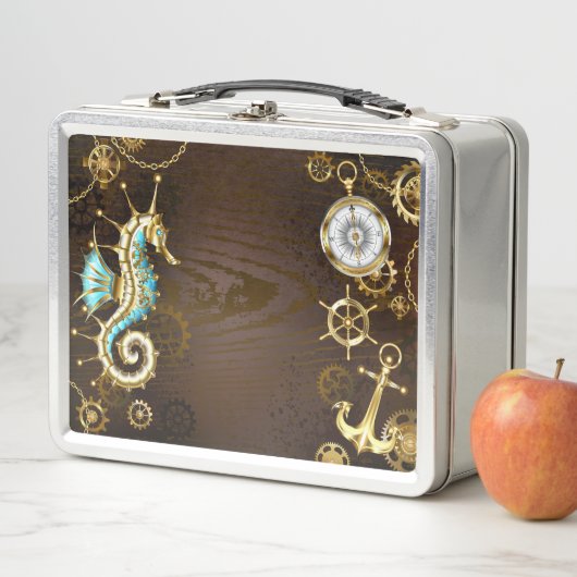 Achtergrond van hout met mechanische zeepaardjes (In situ)