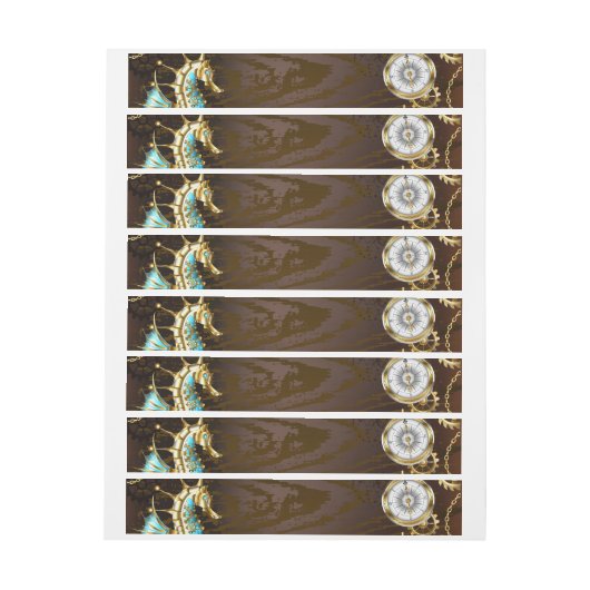 Achtergrond van hout met mechanische zeepaardjes (Vel)