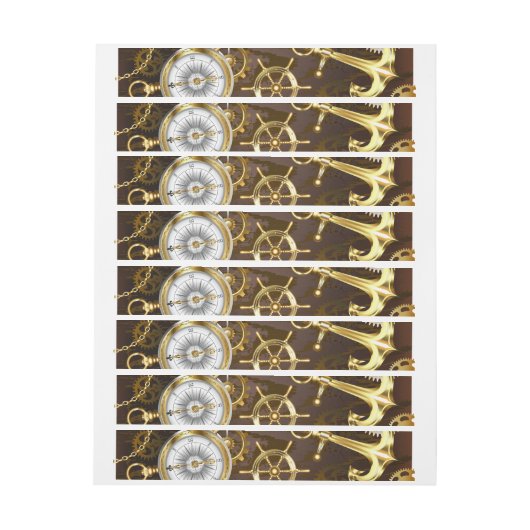 Achtergrond van hout met mechanische zeepaardjes adreslabel wikkel (Vel)