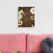 Achtergrond van hout met mechanische zeepaardjes canvas afdruk (Insitu (Woonkamer))