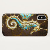 Achtergrond van hout met mechanische zeepaardjes Case-Mate iPhone case (Achterkant (horizontaal))