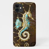 Achtergrond van hout met mechanische zeepaardjes Case-Mate iPhone case (Achterkant)