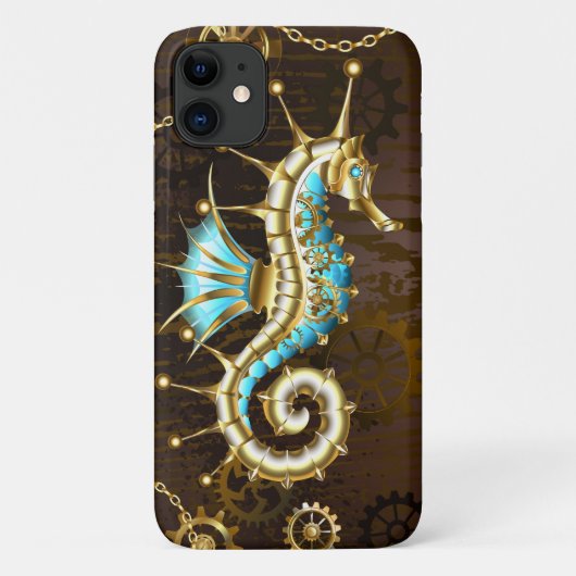 Achtergrond van hout met mechanische zeepaardjes Case-Mate iPhone case (Achterkant)