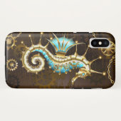 Achtergrond van hout met mechanische zeepaardjes Case-Mate iPhone case (Achterkant (horizontaal))