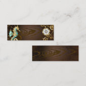 Achtergrond van hout met mechanische zeepaardjes contactkaartje (Voorkant / Achterkant)