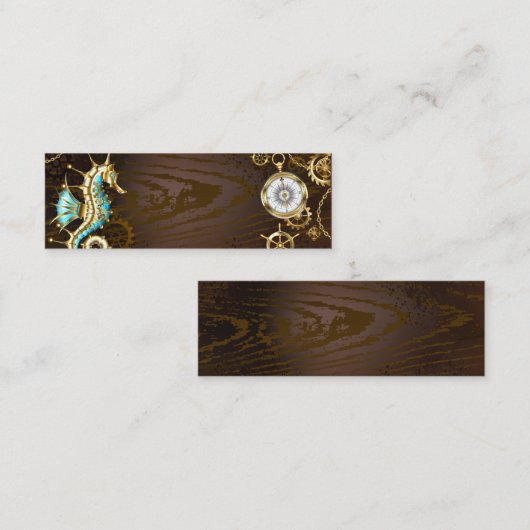 Achtergrond van hout met mechanische zeepaardjes contactkaartje (Voorkant / Achterkant)