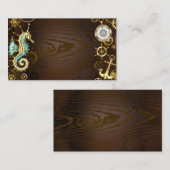 Achtergrond van hout met mechanische zeepaardjes contactkaartje (Voorkant / Achterkant)