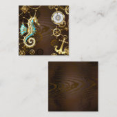 Achtergrond van hout met mechanische zeepaardjes contactkaartje (Voorkant / Achterkant)