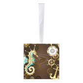 Achtergrond van hout met mechanische zeepaardjes decoratie (Rechts)