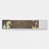 Achtergrond van hout met mechanische zeepaardjes deurbordje (Voorkant)