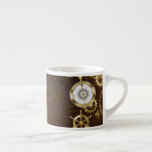 Achtergrond van hout met mechanische zeepaardjes espresso kop (Rechts)