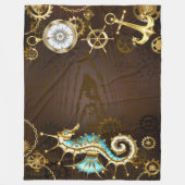 Achtergrond van hout met mechanische zeepaardjes fleece deken (Voorkant)