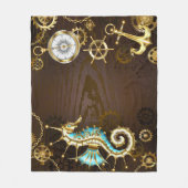 Achtergrond van hout met mechanische zeepaardjes fleece deken (Voorkant)