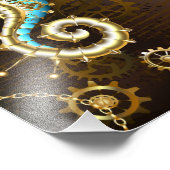 Achtergrond van hout met mechanische zeepaardjes foto afdruk (Hoek)