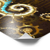 Achtergrond van hout met mechanische zeepaardjes foto afdruk (Hoek)