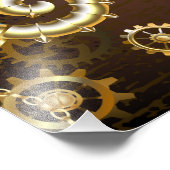 Achtergrond van hout met mechanische zeepaardjes foto afdruk (Hoek)