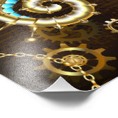 Achtergrond van hout met mechanische zeepaardjes foto afdruk (Hoek)