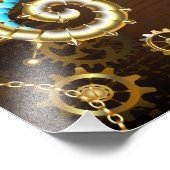 Achtergrond van hout met mechanische zeepaardjes foto afdruk (Hoek)