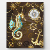 Achtergrond van hout met mechanische zeepaardjes fotoplaat (Voorkant)