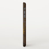 Achtergrond van hout met mechanische zeepaardjes iPhone hoesje (Linkerkant)