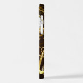 Achtergrond van hout met mechanische zeepaardjes iPhone hoesje (Linkerkant)