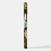 Achtergrond van hout met mechanische zeepaardjes iPhone hoesje (Rechterkant)