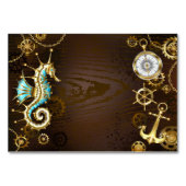 Achtergrond van hout met mechanische zeepaardjes kaart (Voorkant)