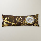 Achtergrond van hout met mechanische zeepaardjes lichaamskussen (Achterkant)