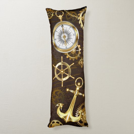 Achtergrond van hout met mechanische zeepaardjes lichaamskussen (Achterkant (Verticaal))