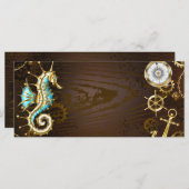 Achtergrond van hout met mechanische zeepaardjes menu (Voorkant / Achterkant)