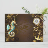 Achtergrond van hout met mechanische zeepaardjes menu (Staand voorkant)