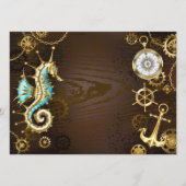 Achtergrond van hout met mechanische zeepaardjes menu (Voorkant)