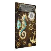 Achtergrond van hout met mechanische zeepaardjes mini klembord (Schuin)