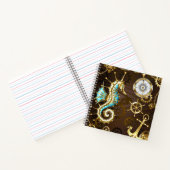 Achtergrond van hout met mechanische zeepaardjes notitieboek (Binnen)